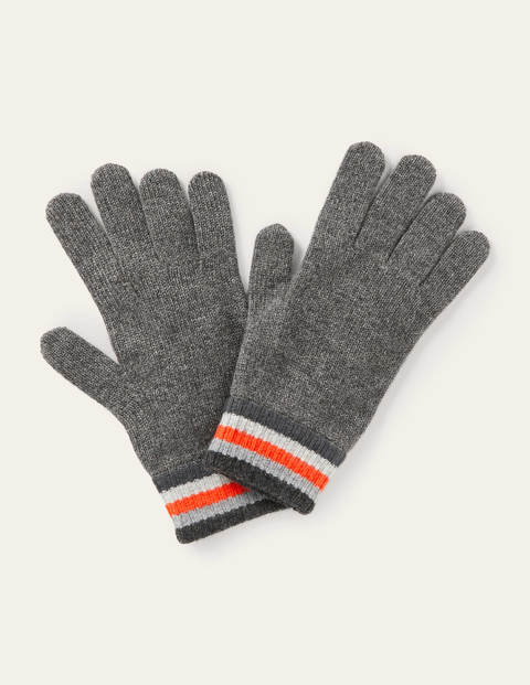 Cashmere Gloves - Grey Stripe Cashmere Gloves - Grey Stripe