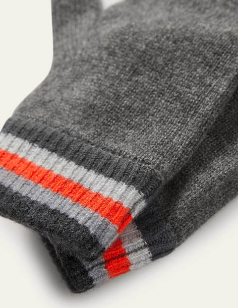 Cashmere Gloves - Grey Stripe Cashmere Gloves - Grey Stripe
