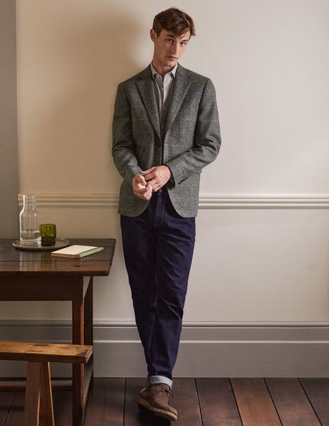 Caldey Blazer aus britischem Tweed - Anthrazit, Grobe Karos Caldey Blazer aus britischem Tweed - Anthrazit, Grobe Karos