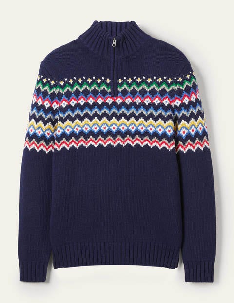 Fair Isle Half-Zip - Bright Navy Fairisle Fair Isle Half-Zip - Bright Navy Fairisle