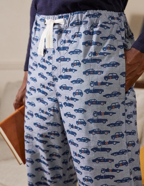 Cotton Poplin Pyjama Bottoms - Chambray Vintage Cars Cotton Poplin Pyjama Bottoms - Chambray Vintage Cars