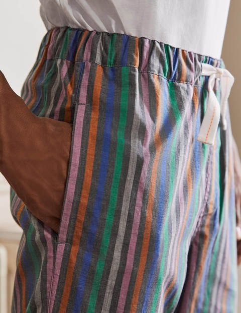 Cotton Poplin Pajama Bottoms - Charcoal Marl Multi Stripe Cotton Poplin Pajama Bottoms - Charcoal Marl Multi Stripe