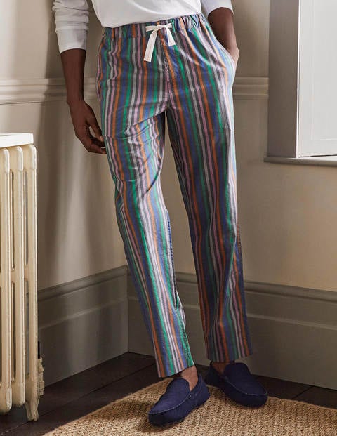 Cotton Poplin Pajama Bottoms - Charcoal Marl Multi Stripe Cotton Poplin Pajama Bottoms - Charcoal Marl Multi Stripe