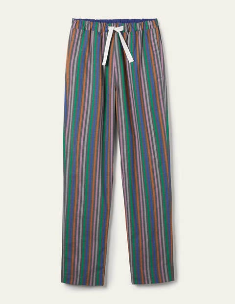 Cotton Poplin Pajama Bottoms - Charcoal Marl Multi Stripe Cotton Poplin Pajama Bottoms - Charcoal Marl Multi Stripe