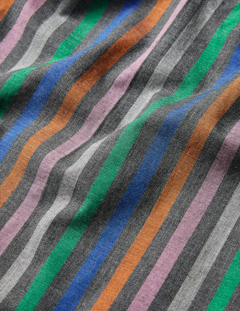 Cotton Poplin Pajama Bottoms - Charcoal Marl Multi Stripe Cotton Poplin Pajama Bottoms - Charcoal Marl Multi Stripe