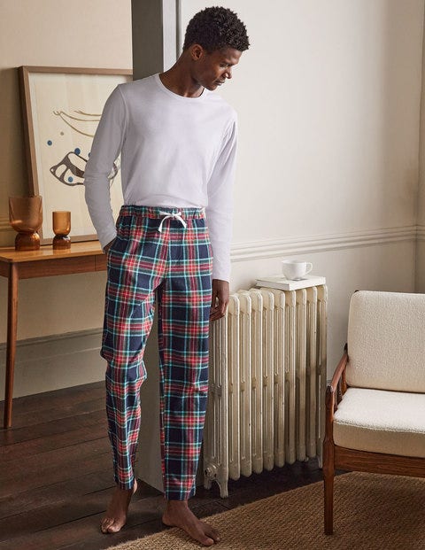 Brushed Cotton Pajama Bottoms - Navy/ Rockabilly Red Check Brushed Cotton Pajama Bottoms - Navy/ Rockabilly Red Check