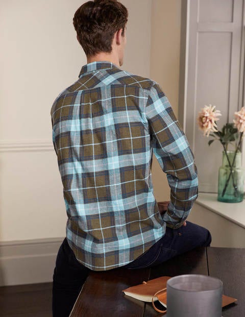 Julian Hemd - Khaki/Himmelblau, Kariert Julian Hemd - Khaki/Himmelblau, Kariert