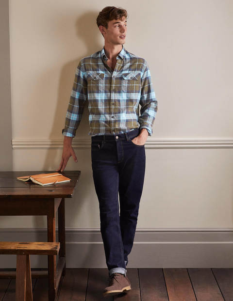Julian Hemd - Khaki/Himmelblau, Kariert Julian Hemd - Khaki/Himmelblau, Kariert