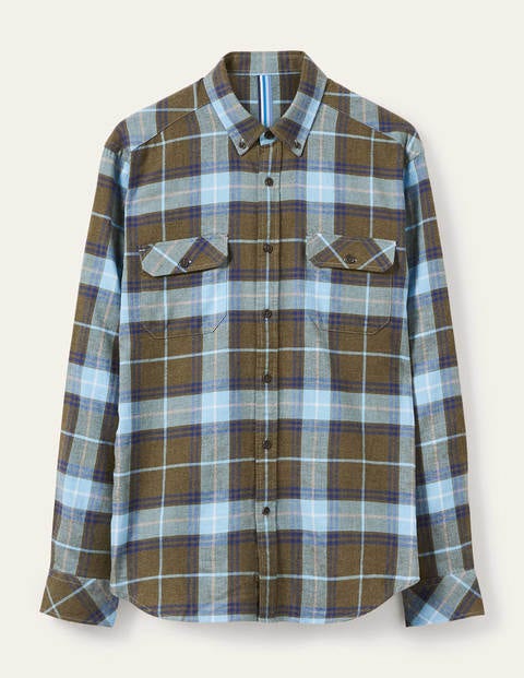 Julian Hemd - Khaki/Himmelblau, Kariert Julian Hemd - Khaki/Himmelblau, Kariert
