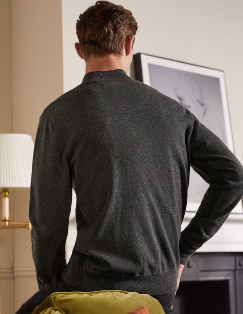 Merino Blend Zip-through - Graphite Melange Merino Blend Zip-through - Graphite Melange