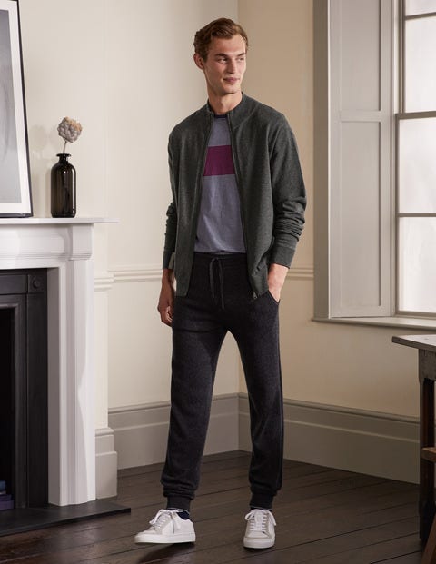 Merino Blend Zip-through - Graphite Melange Merino Blend Zip-through - Graphite Melange