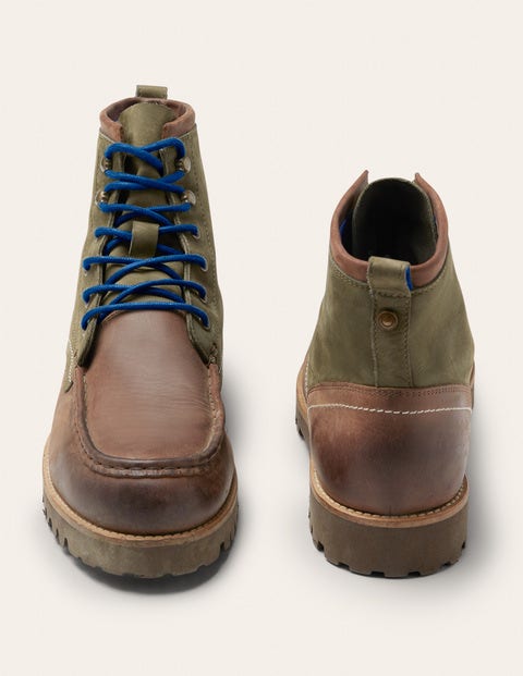 Leather Chukka Boots - Chocolate/Khaki Colourblock