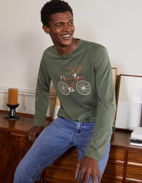 Long Sleeve Graphic T-Shirt - Castleton Reindeer Bike Long Sleeve Graphic T-Shirt - Castleton Reindeer Bike