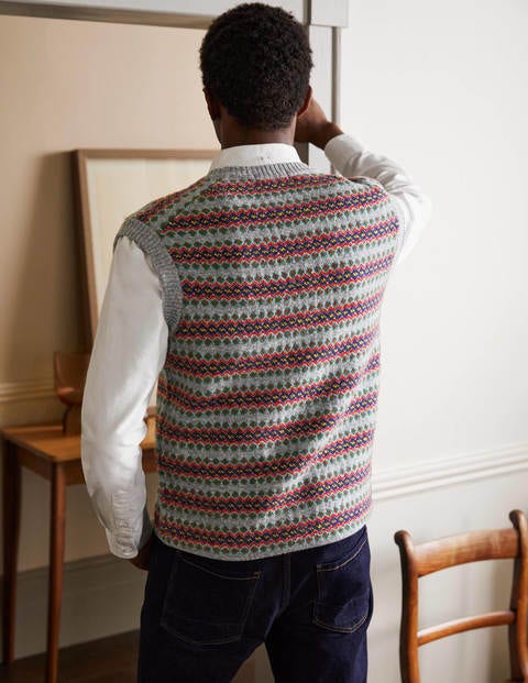 Lambswool Sweater Vest - Grey Fairisle Lambswool Sweater Vest - Grey Fairisle