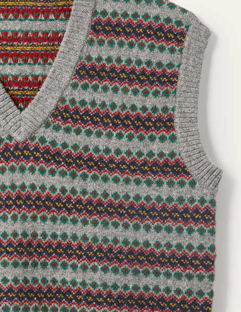 Lambswool Sweater Vest - Grey Fairisle Lambswool Sweater Vest - Grey Fairisle