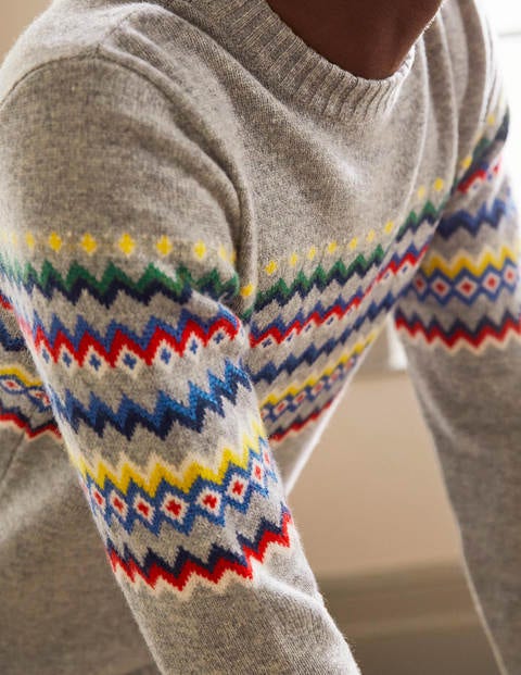 Brushed Fair Isle Jumper - Fairisle Grey Marl Brushed Fair Isle Jumper - Fairisle Grey Marl