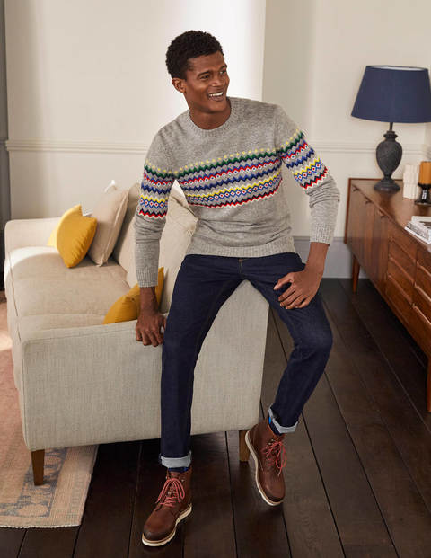 Brushed Fair Isle Jumper - Fairisle Grey Marl Brushed Fair Isle Jumper - Fairisle Grey Marl