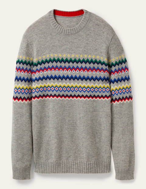 Brushed Fair Isle Jumper - Fairisle Grey Marl Brushed Fair Isle Jumper - Fairisle Grey Marl