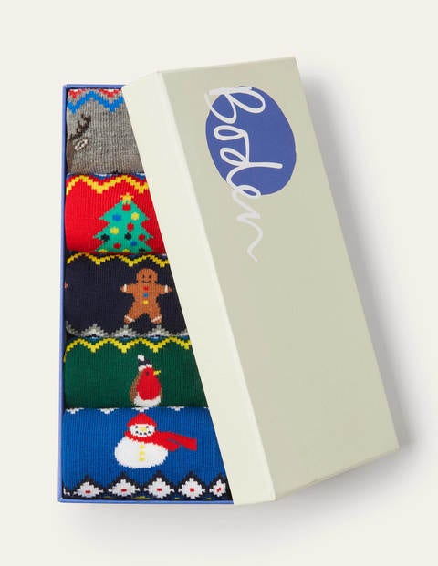 5 Pack Christmas Socks - Christmas Fairisle 5 Pack Christmas Socks - Christmas Fairisle
