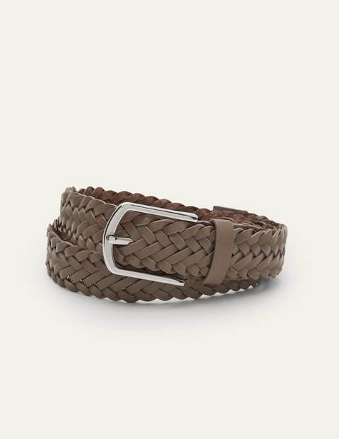 Leather Plaited Belt - Mushroom Leather Plaited Belt - Mushroom