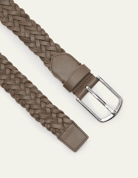 Leather Plaited Belt - Mushroom Leather Plaited Belt - Mushroom