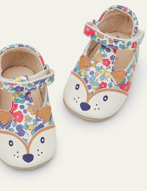 Novelty Leather Baby Shoes - Floral Fox Novelty Leather Baby Shoes - Floral Fox