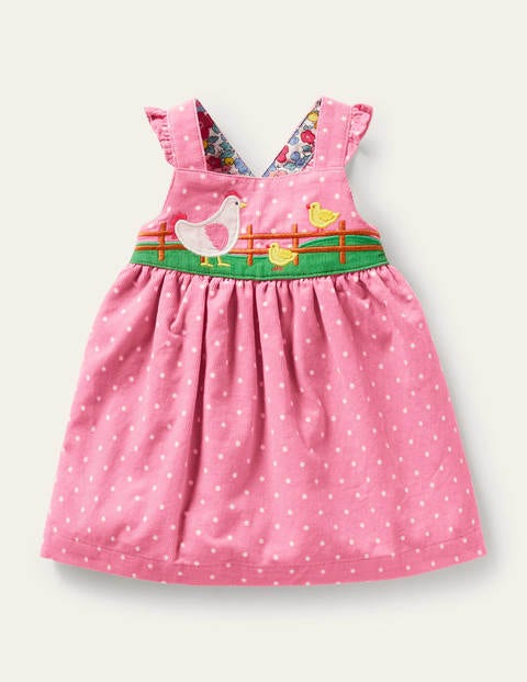Spotty Appliqué Cord Pinnie - Formica Pink Chickens