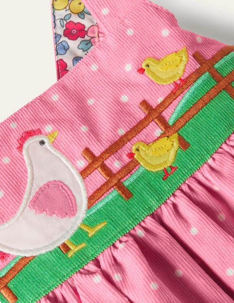 Spotty Appliqué Cord Pinnie - Formica Pink Chickens Spotty Appliqué Cord Pinnie - Formica Pink Chickens