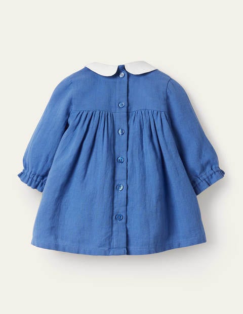 Appliqué Twill Smocked Dress - Elizabethan Blue Woodland Appliqué Twill Smocked Dress - Elizabethan Blue Woodland