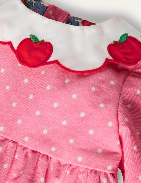 Cord-Kleid mit Apfel-Kragen - Kirschblütenrosa, Pünktchen Cord-Kleid mit Apfel-Kragen - Kirschblütenrosa, Pünktchen