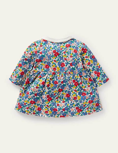 Jerseykleid mit Kragen - Bunt/Himmelblau, Apfelblüte Jerseykleid mit Kragen - Bunt/Himmelblau, Apfelblüte
