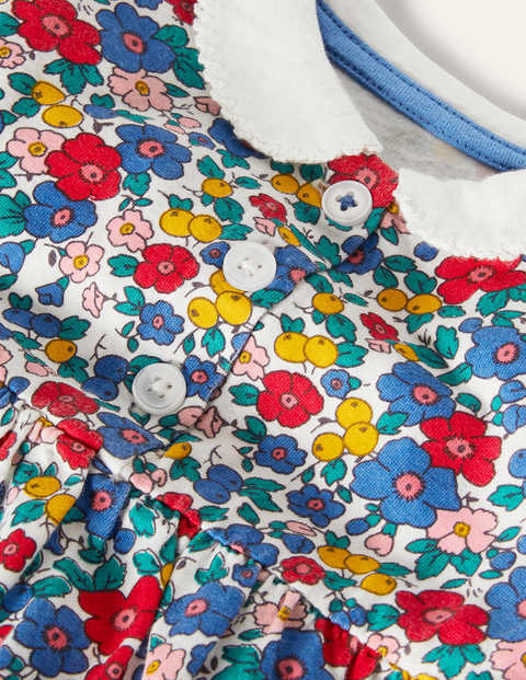 Jerseykleid mit Kragen - Bunt/Himmelblau, Apfelblüte Jerseykleid mit Kragen - Bunt/Himmelblau, Apfelblüte