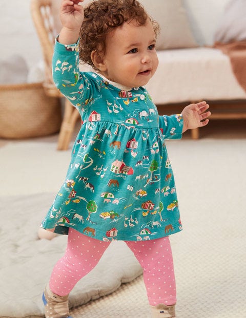 Jersey Collared Dress - Brook Blue Farmyard Jersey Collared Dress - Brook Blue Farmyard