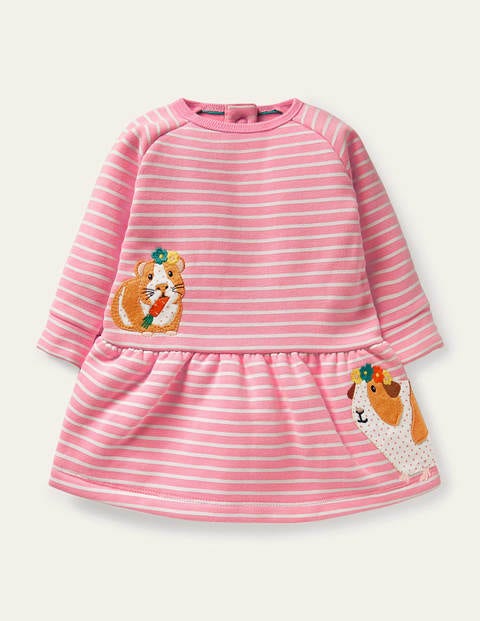 Bequemes Sweatshirt-Kleid - Kirschblütenrosa/Naturweiß, Meerschweinchen Bequemes Sweatshirt-Kleid - Kirschblütenrosa/Naturweiß, Meerschweinchen
