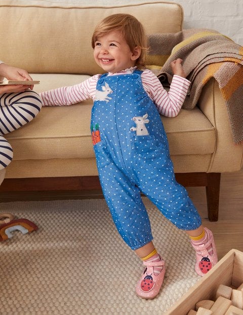 Cord Dungaree Set - Elizabethan Blue Bunnies Cord Dungaree Set - Elizabethan Blue Bunnies