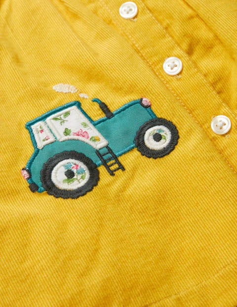 Cord 3 Piece Pinnie Set - Sweetcorn Yellow Tractors Cord 3 Piece Pinnie Set - Sweetcorn Yellow Tractors