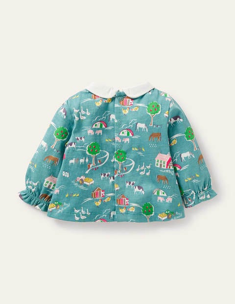 Printed Collared Top - Brook Blue Farmyard Printed Collared Top - Brook Blue Farmyard