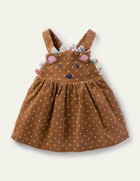Originelles Cord-Schürzenkleid - Karamellbonbonbraun, Igel Originelles Cord-Schürzenkleid - Karamellbonbonbraun, Igel