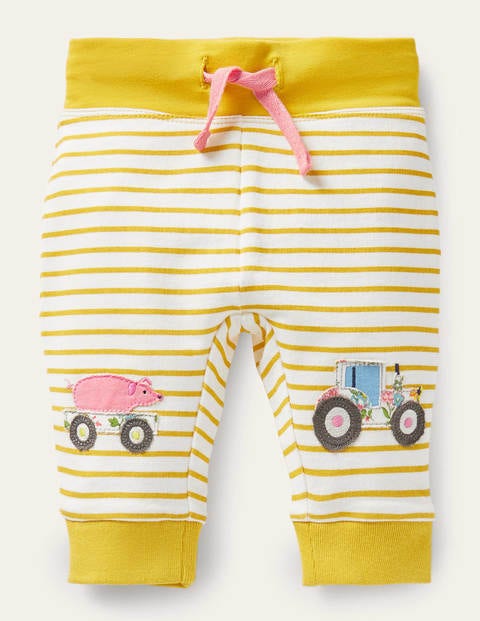 Appliqué Knee Jersey Bottoms - Ivory/Sweetcorn Yellow Farm Appliqué Knee Jersey Bottoms - Ivory/Sweetcorn Yellow Farm
