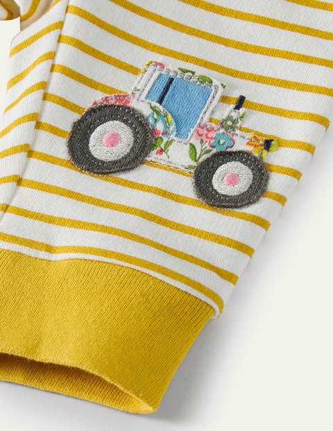 Appliqué Knee Jersey Bottoms - Ivory/Sweetcorn Yellow Farm Appliqué Knee Jersey Bottoms - Ivory/Sweetcorn Yellow Farm