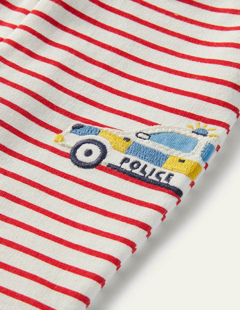Novelty Appliqué Bottoms - Ivory/Rockabilly Red Vehicles Novelty Appliqué Bottoms - Ivory/Rockabilly Red Vehicles