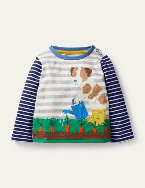 Big Appliqué T-shirt - Grey Marl/Ivory Sprout Big Appliqué T-shirt - Grey Marl/Ivory Sprout
