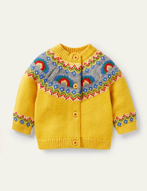 Fair-Isle-Cardigan - Honiggelb, Regenbogen Fair-Isle-Cardigan - Honiggelb, Regenbogen