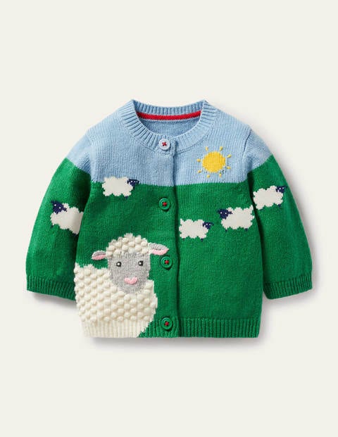 Fröhlicher Cardigan - Schottengrün, Schaf Fröhlicher Cardigan - Schottengrün, Schaf