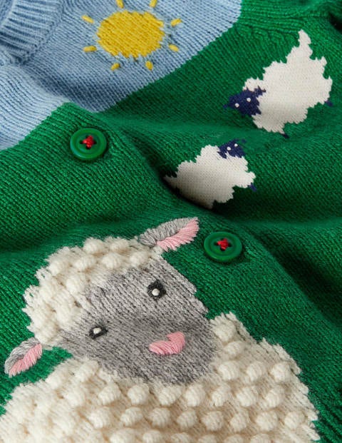 Fröhlicher Cardigan - Schottengrün, Schaf Fröhlicher Cardigan - Schottengrün, Schaf