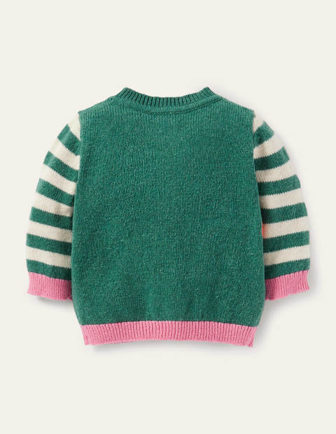 Animal Logo Cardigan - Ivory/Sardinia Green Squirrel Animal Logo Cardigan - Ivory/Sardinia Green Squirrel