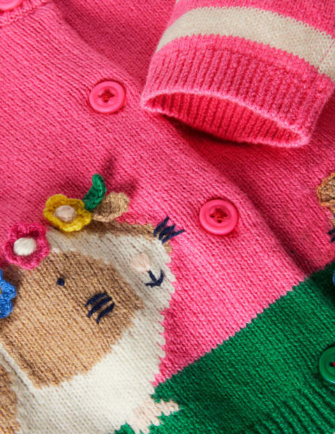 Animal Logo Cardigan - Bright Petal Pink Guinea Pigs Animal Logo Cardigan - Bright Petal Pink Guinea Pigs
