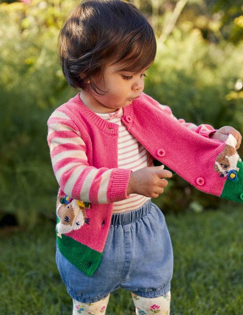 Animal Logo Cardigan - Bright Petal Pink Guinea Pigs Animal Logo Cardigan - Bright Petal Pink Guinea Pigs