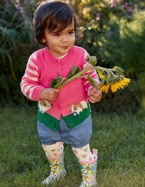 Animal Logo Cardigan - Bright Petal Pink Guinea Pigs Animal Logo Cardigan - Bright Petal Pink Guinea Pigs