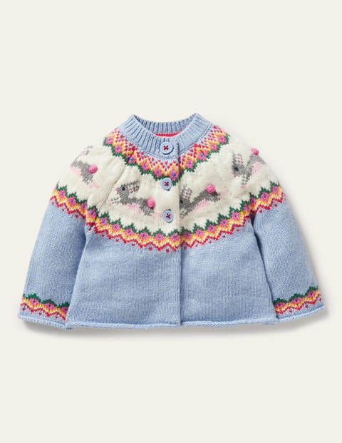 Fair-Isle-Cardigan - Himmelblau, Häschen Fair-Isle-Cardigan - Himmelblau, Häschen